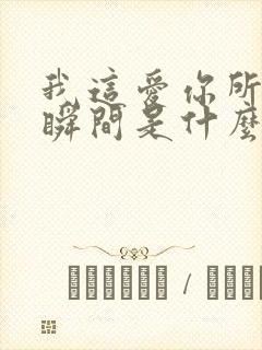 我这爱你所爱的瞬间是什么歌封面