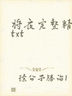 将夜完整精校版txt