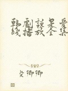 韩剧说是爱情在线播放全集免费观看