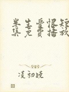 半生爱恨短剧全集免费播放