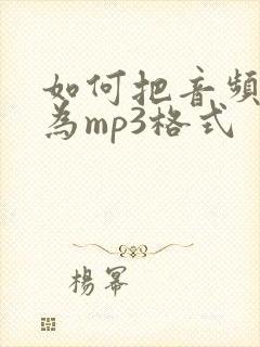 如何把音频转换为mp3格式