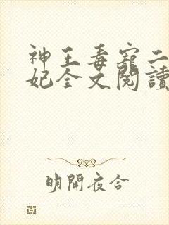 神王毒宠二嫁王妃全文阅读封面