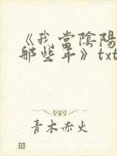《我当阴阳先生那些年》txt