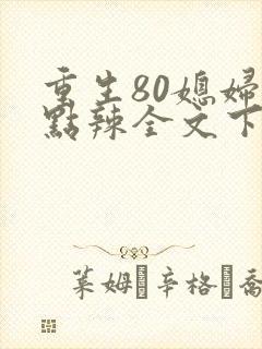 重生80媳妇有点辣全文下载