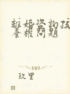 离婚咨询孩子抚养权问题