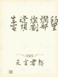 生逢灿烂的日子电视剧哪里观看封面