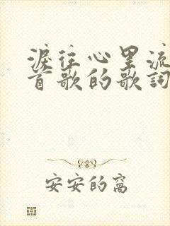 泪往心里流是哪首歌的歌词封面