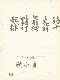 起点最火的小说排行榜前十名