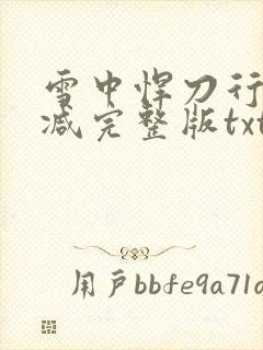 雪中悍刀行未删减完整版txt