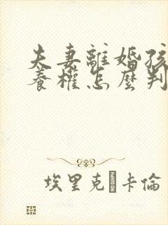 夫妻离婚孩子抚养权怎么判定2022年