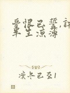 爱恨已誓,许我半生凉薄