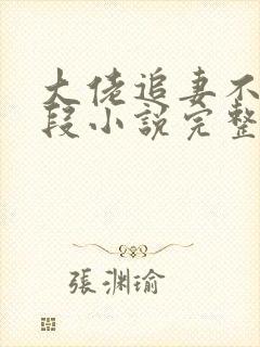 大佬追妻不择手段小说完整版大结局