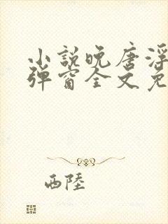 小说晚唐浮生无弹窗全文免费阅读