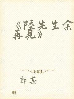 《陆先生余生不再见》