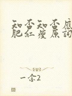 知否知否应是绿肥红瘦原词封面