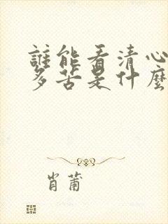 谁能看清心里有多苦是什么歌