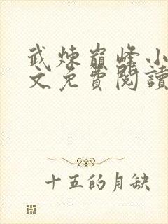 武炼巅峰小说原文免费阅读