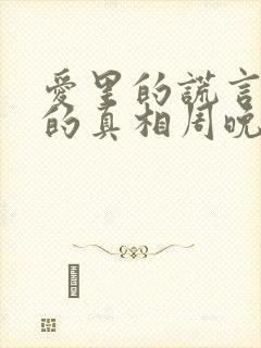 爱里的谎言仇恨的真相周晚晴顾轻舟