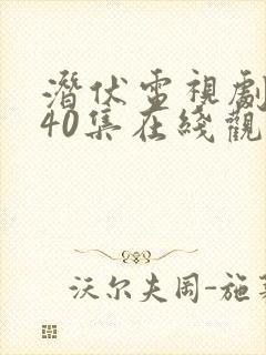 潜伏电视剧全集40集在线观看免费