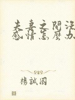 夫妻之间没有了感情怎么办封面