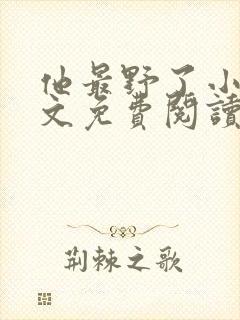 他最野了小说全文免费阅读无弹窗