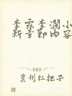 李霖李澜小说最新章节内容介绍