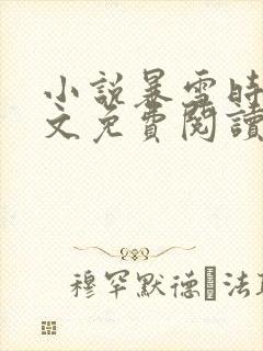 小说暴雪时分全文免费阅读