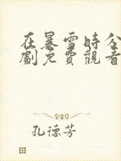 在暴雪时分电视剧免费观看完整版30集封面