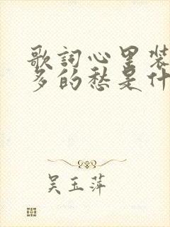 歌词心里装着许多的愁是什么歌