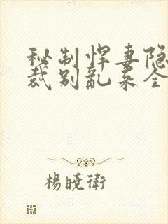 秘制悍妻隐婚总裁别乱来全文