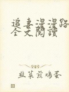 追妻漫漫路难逃全文阅读