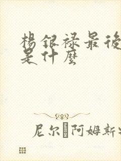 杨银禄最后结局是什么封面