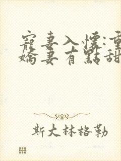 宠妻入怀:重生娇妻有点甜 小说