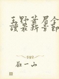 王野萧眉全文阅读最新章节