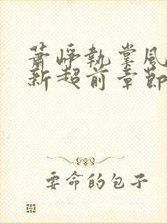 萧峥执掌风云最新超前章节