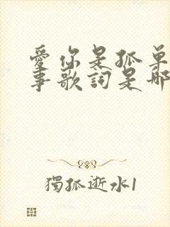 爱你是孤单的心事歌词是哪首歌