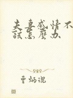 夫妻感情不好 该怎么办