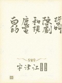 白鹿和陈哲远演的电视剧叫什么封面