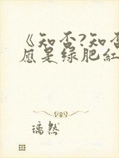 《知否?知否?应是绿肥红瘦》