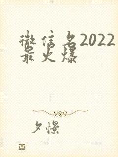 微信名2022最火爆