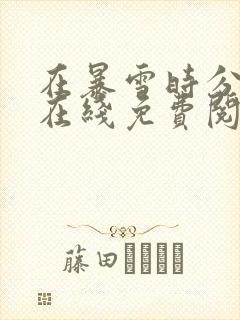 在暴雪时分小说在线免费阅读