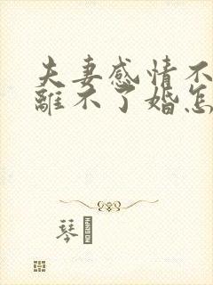 夫妻感情不好又离不了婚怎么办