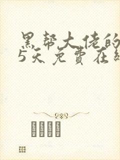 黑帮大佬的365天免费在线观看