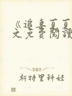 《追妻夏夏》全文免费阅读封面