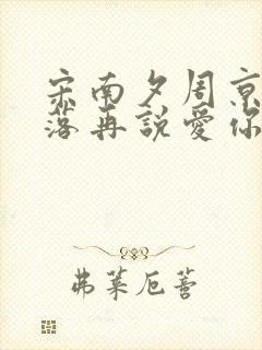 宋南夕周京泽雪落再说爱你