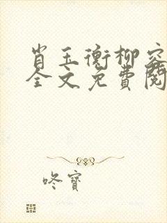 肖玉衡柳容小说全文免费阅读最新章