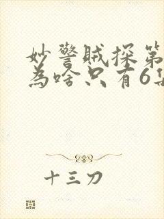 妙警贼探第六季为啥只有6集封面