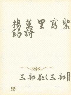 杨万里写紫薇花的诗