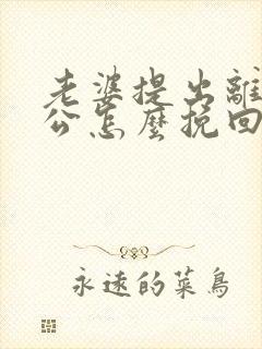 老婆提出离婚老公怎么挽回