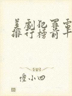 美剧犯罪电视剧排行榜前十名